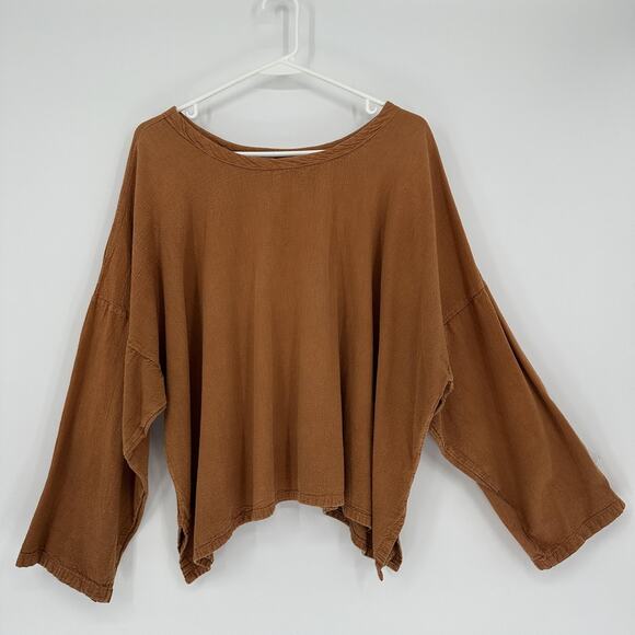 Maria de Guadalajara Tops - Maria de Guadalajara Shirt Extra Large Lagenlook Brown Oversized Dolman Sleeve